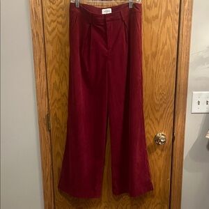 Aritzia Deep Red Wide-Leg Trousers